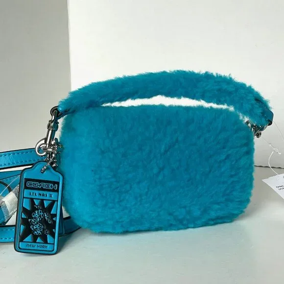 COACH x Lil Nas X Tabby 12 Shearling 2 Way Bag Montero Blue CP940 - Picture 3 of 14